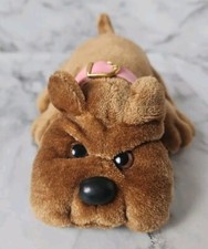 Kennel Kuddlees Brown Bull Dog Pink Collar Mini Stuffed Plush Toy Vtg 1980's 5"