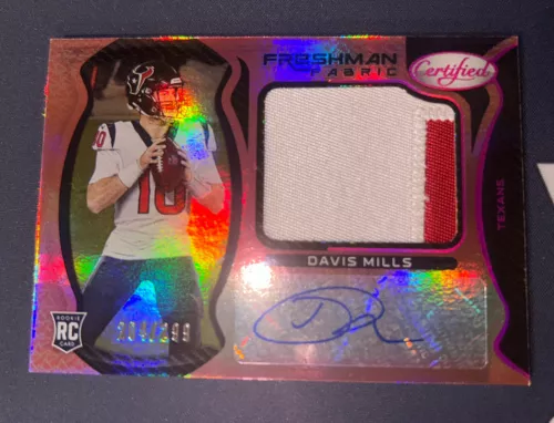Davis Mills 2021 Panini Certified Freshman Fabric Rookie Patch Auto /299 RPA RC