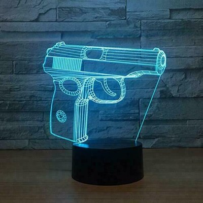 3D Pistolen-Lampe – LED Nachtlicht Mit 7 Farben, USB-Betrieb, Acryl-Illusion