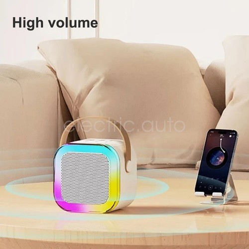 Mini Karaoke Machine for Kids Portable Bluetooth Speaker & 2 Microphone with LED - Picture 5 of 27