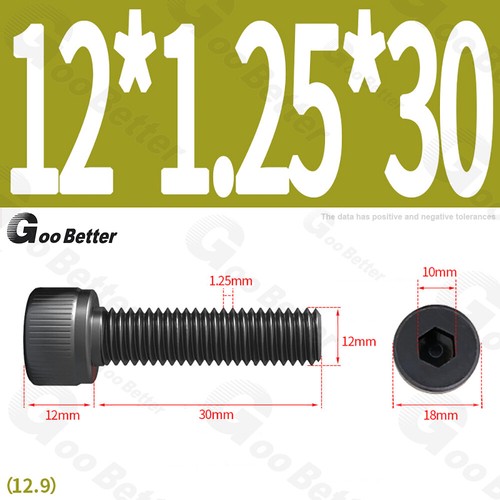 Feingewinde Zylinderschrauben 12.9 Stahl M6 M8 M10 M12 Schwarz Innensechskant - Bild 61 von 85
