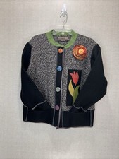 Jennifer Sly Kirk Art 2 Wear Floral Funky Wool Coat Jacket S/m Boho Cottage Core