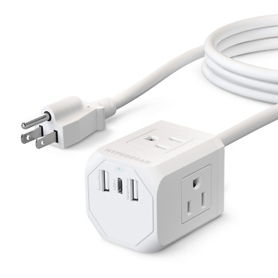 HyperGear Cube Multi-Port Power Strip Extension Cord, Power 6 Devices at Once