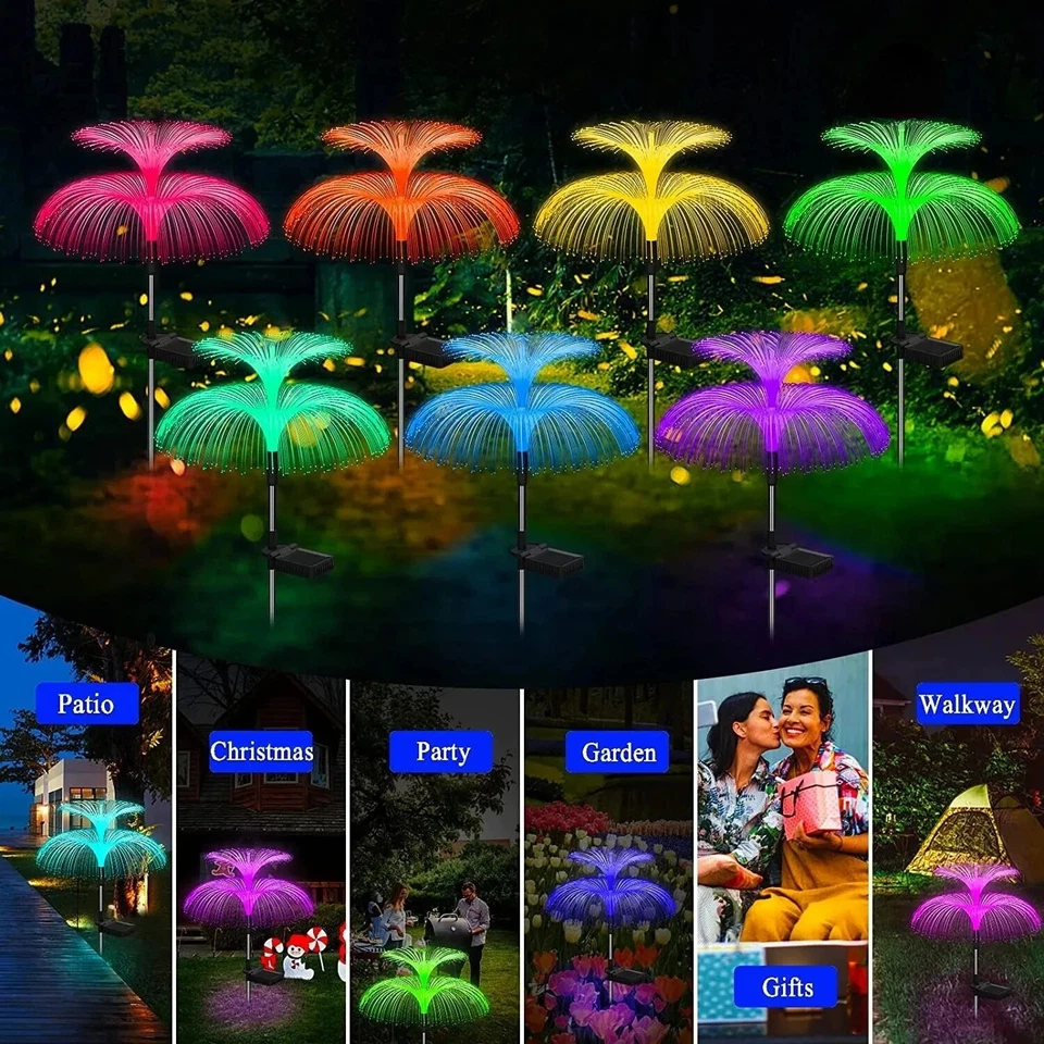 Solar Jellyfish LED Lights 6 Pack 7 Color Waterproof Outdoor Lamps Decor Light - Image 2 of 4