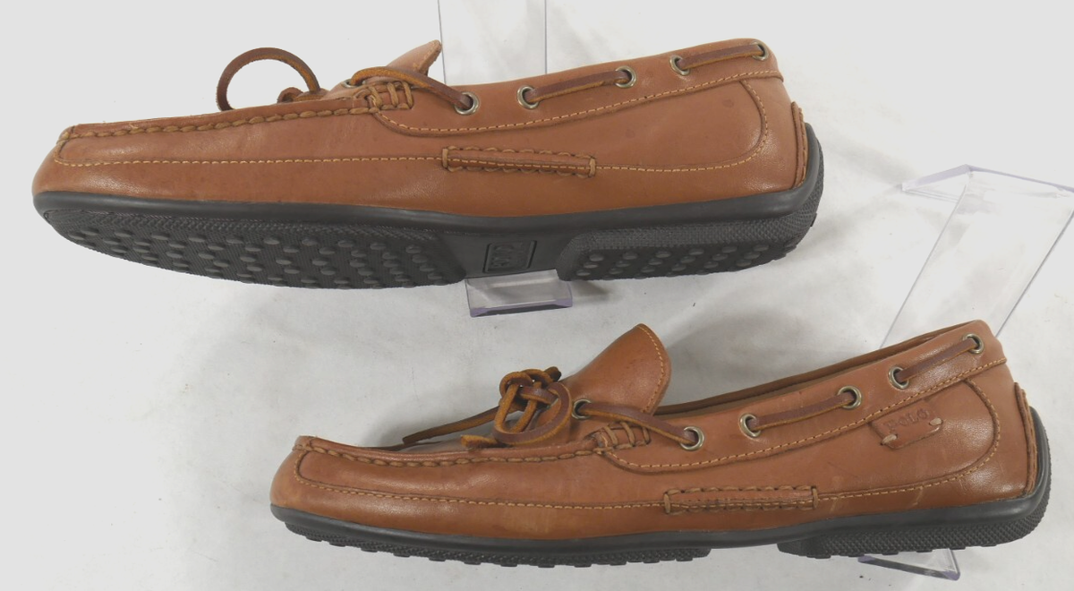 Ralph Lauren Polo Roberts Brown Leather Driver Loafers Men display picture 1