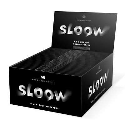 50x 32 Sloow Black King Size Slim Papers, 32 Blatt Long Papers, Zigarettenpapier