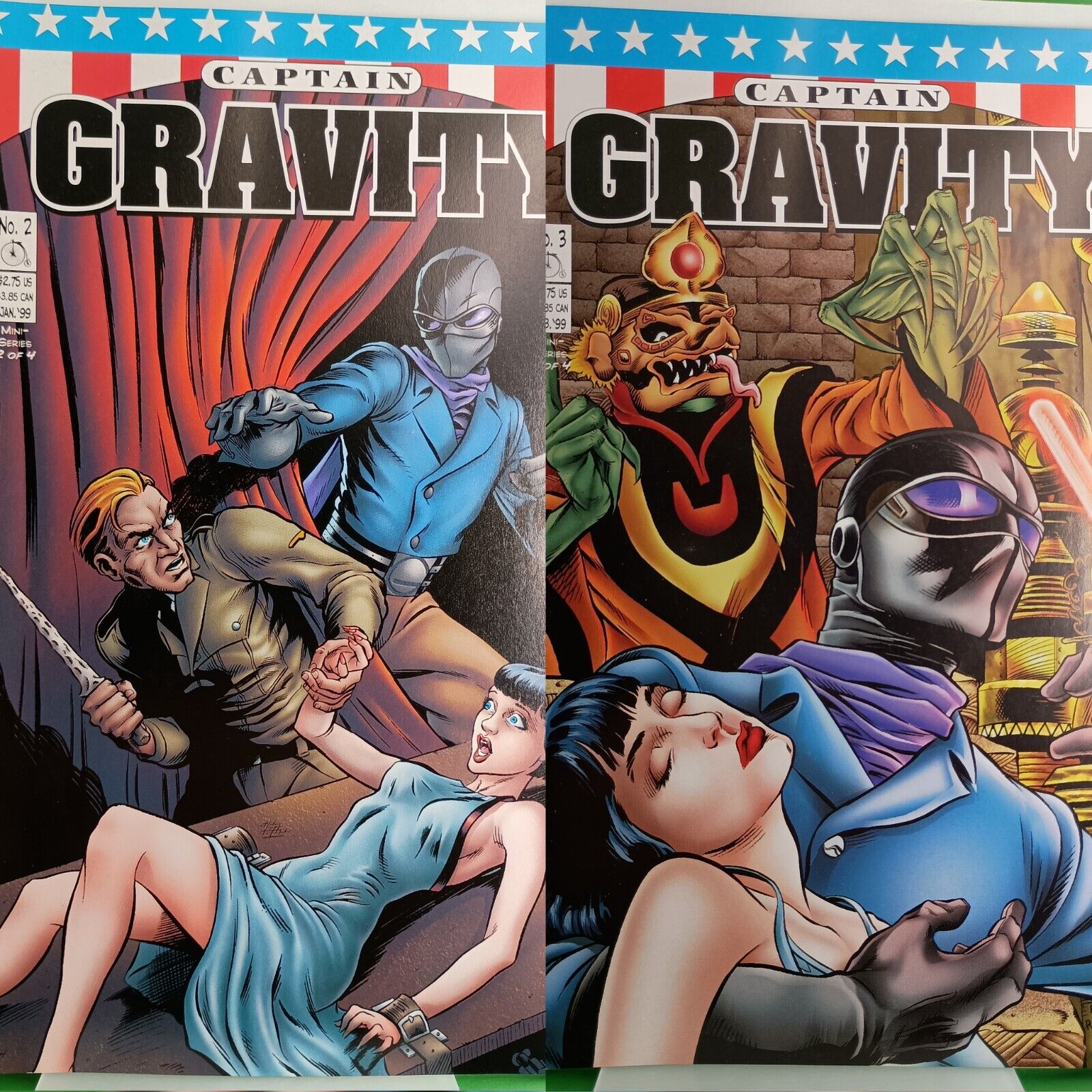 1999 Penny Farthing Comics Captain Gravity Issues 2-3 Set Keith Martin Cover Art