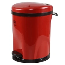 3 Gallon Plastic Step Pedal Garbage Can Small Bathroom Trash Can with Lid (Red)