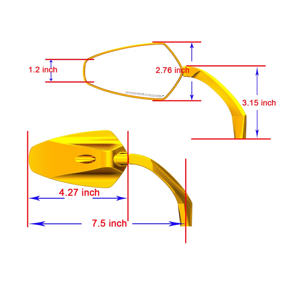 Espejos retrovisores dorados para motocicleta Harley Softail Dyna Street Bob Low Rider  Foto 2 de 4