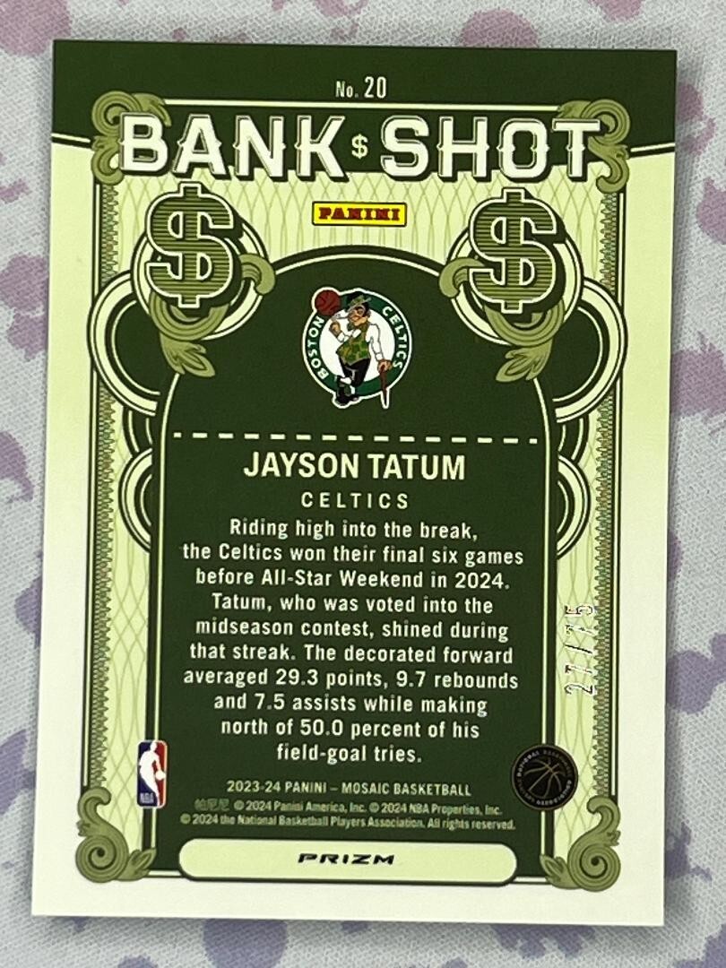 2023-24 Panini Mosaic Jayson Tatum Teal Bank Shot #/75 | eBay