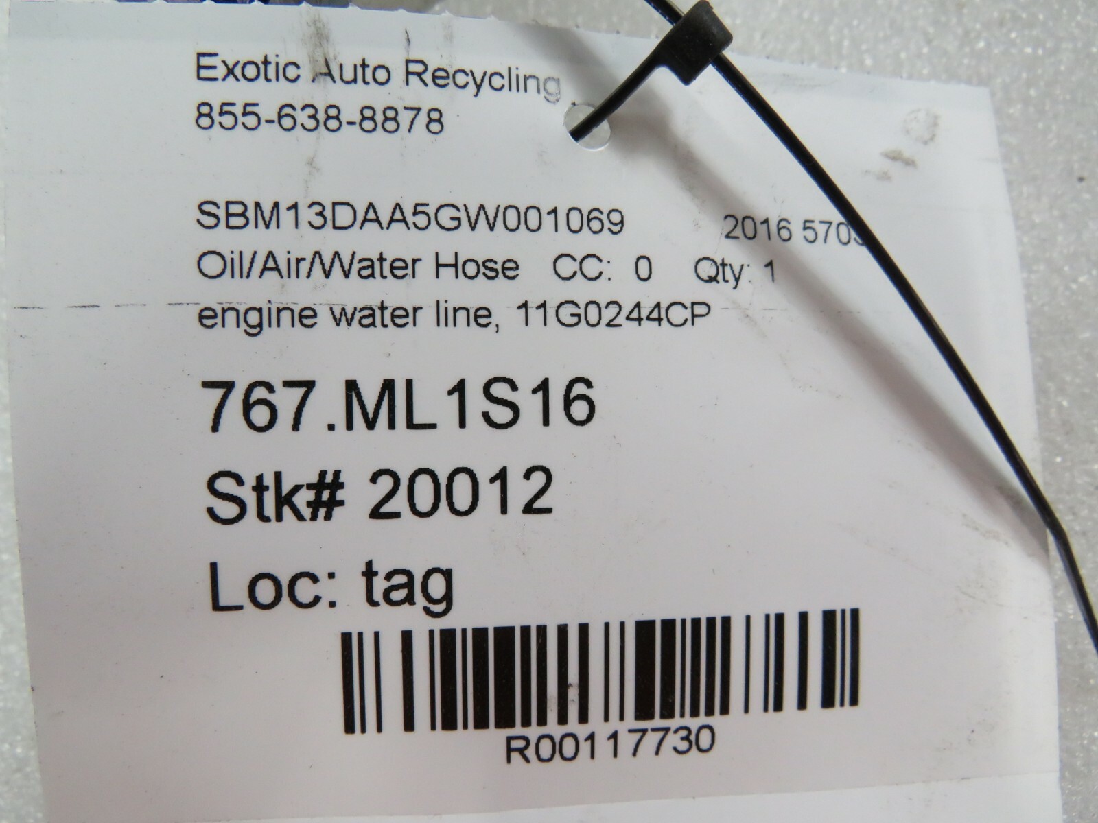 McLaren 570S, Engine Oil Line, Used, P/N 11G0244CP