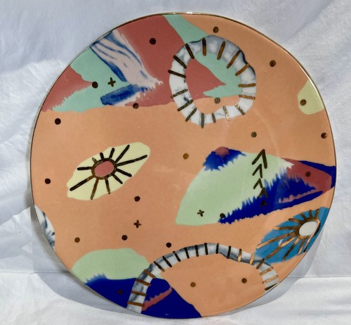 2 Plates Kaleidoscope Anthropologie Ruby Pilven Ballarat Dessert Stonewear 8" - Picture 6 of 10