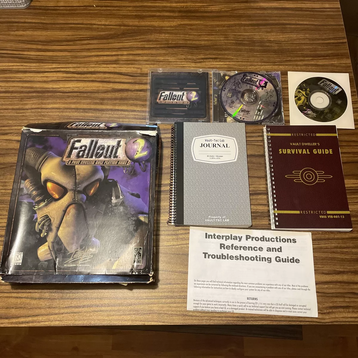 Fallout 2 (1998), PC Big Box + Fallout 1 Disc, Vault Dwellers Guide Vault  Journa