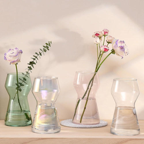 8 Inch Clear Glass Flower Vases for Decor, Glass Vase Decorative Home Indoor Des - Picture 3 of 12