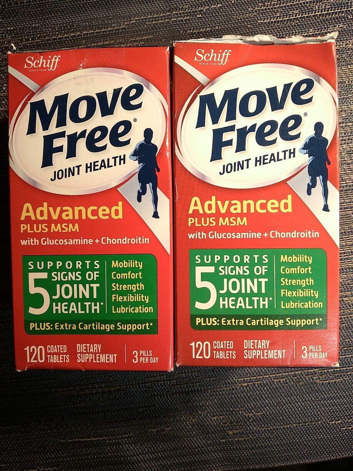 2-BOXS !!! Schiff Move Total Joint Health Advanced Plus MSM - 120 Tablets