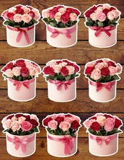 Bouquet of Roses Die Cut Vinyl Stickers Set Scrapbooking Laptop Waterbottle