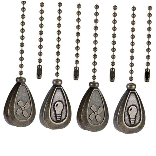 4 Pack 12-Inch Classic Drop Bronzed Ceiling Fan Pull Chain Extensions