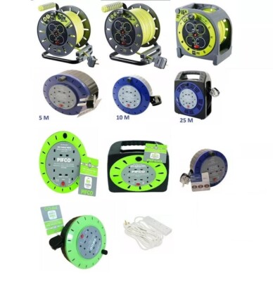 4 WEGE 5M/10M/25M KABEL VERLÄNGERUNG AUFROMMEL KABEL NETZSTECKDOSE SCHWERLAST ELEKTRISCH