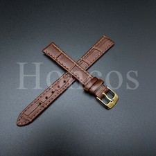 13MM Brown Genuine Leather Crocodile Alligator Pattern Strap Band Replacement GD