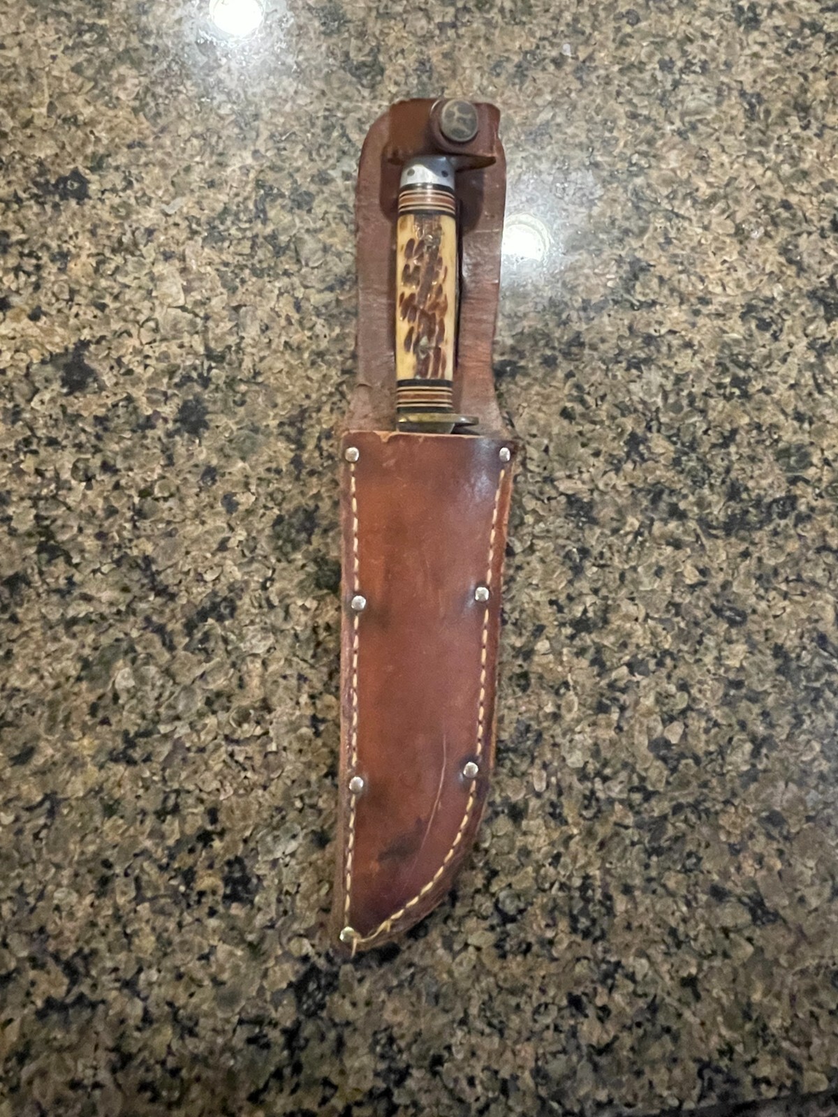 VINTAGE WESTERN BOULDER COLO. 648 HUNTING KNIFE STAG HANDLE 8 INCH with