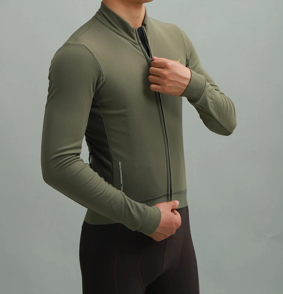 Camiseta térmica de ciclismo manga larga ajuste de carrera tela de nailon cálida y transpirable Foto 4 de 4