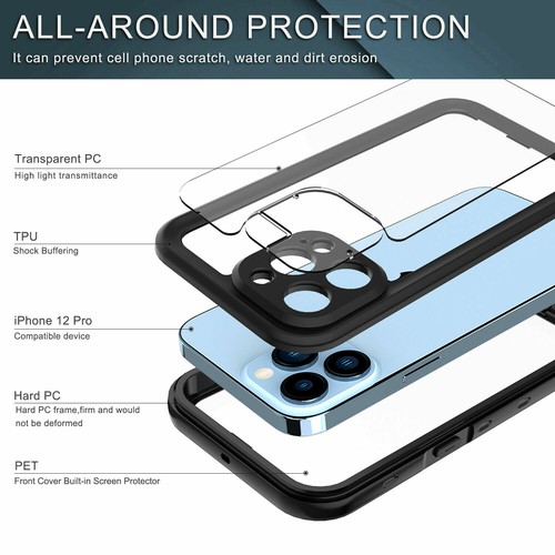 Funda protectora de pantalla incorporada impermeable real para iPhone 12 13 Pro Max Mini - Imagen 7 de 85