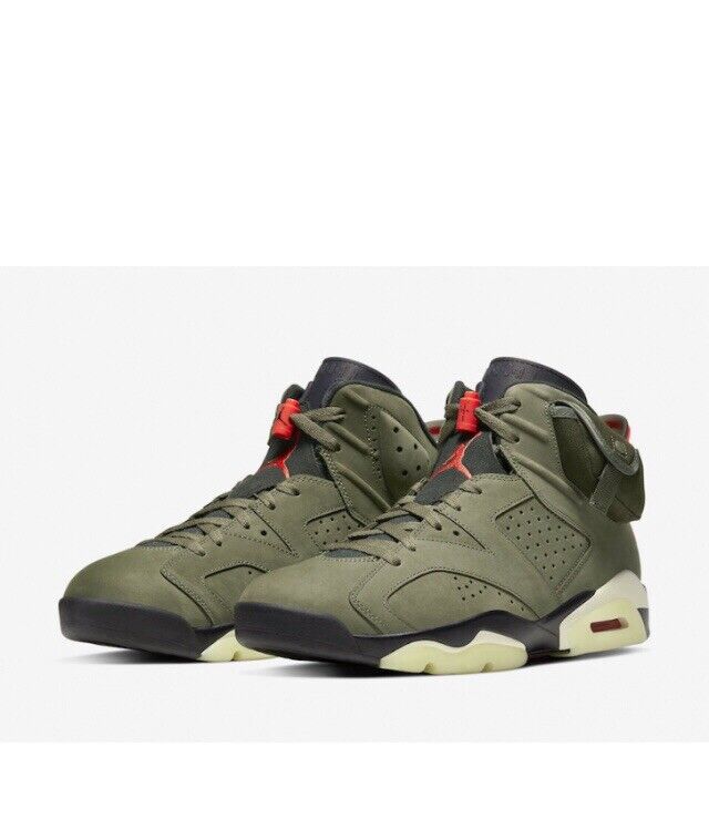 Inválido en el medio de la nada Joven Air Jordan 6 Retro x Travis Scott Medium Olive Sail Cactus CN1084-200 Size  8 | eBay