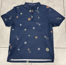 William Murray Navy Blue Floral Flowers Design Golf Shirt Polo Size Large Mens