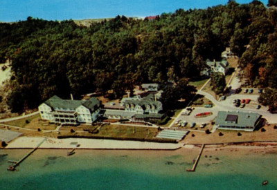 1970 Portage Point Inn Onekama Michigan Postcard LL Cook Bird-Eye View