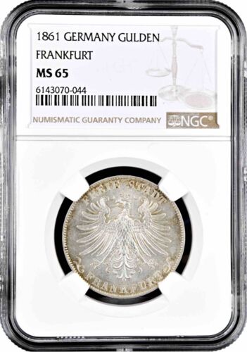 Frankfurt 1 gulden 1861, NGC MS65, "Free City of Frankfurt (1807 - 1866)"