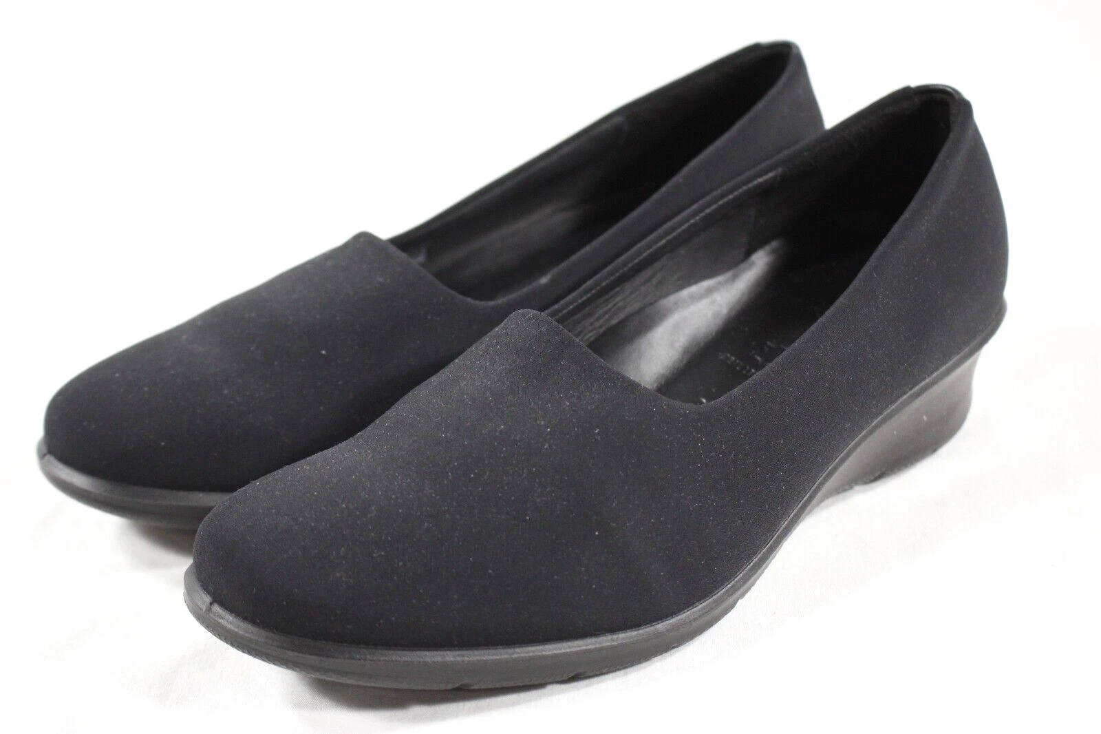 Ecco Shoes Mocassino Donna 7 7 5 Felicia Tessuto Elasticizzato Slip On Zeppa Nero