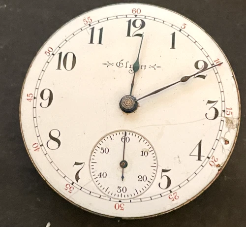 Antique 1904 Elgin Grade 208 Pocket Watch Movement Parts Good Balance 18s 7j USA