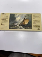 Vtg 1982 Calendar JL Clark Rockford IL Metal Letter Card Holder Boat Horse Lover