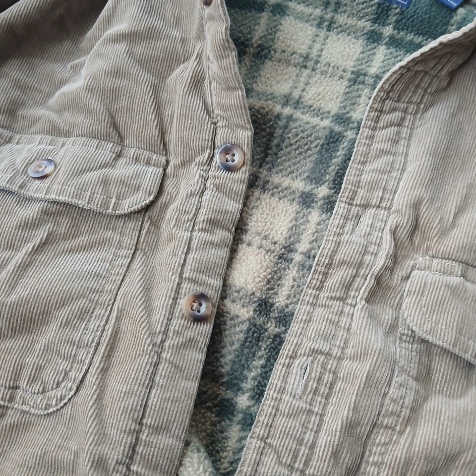 Arrow Blue Jean Co Men Jacket Large  Corduroy Long Sleeve Button Lined Flannel - Image 2 of 4