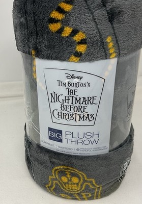 NWT Big One Plush Black/Gold Throw Blanket THE NIGHTMARE BEFORE CHRISTMAS 5'x6'