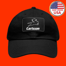 Carlsson Racing Tuner Black Dad Hat With Leather Patch Adjustable Size Carlsson Racing Tuner Black Dad Hat With Leather Patch Adjustable Size