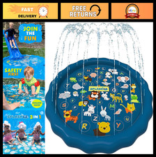 3-in-1 Splash Pad  Sprinkler for Kids - 60" Baby Pool  Outdoor Water Toys