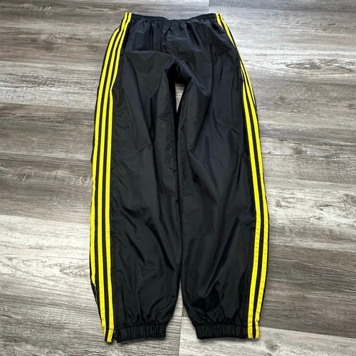 Vintage Adidas Black Yellow Men M Ankle Zip 3-Stripes Joggers Active Track Pants