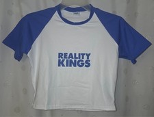 Reality Kings Blue White Crop Top T-shirt Stripper Exotic Dancewear Size Small