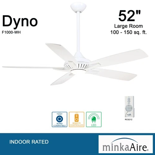 Minka Aire Dyno 52" Ceiling Fan - White 5-Blade Remote Control - Picture 3 of 4