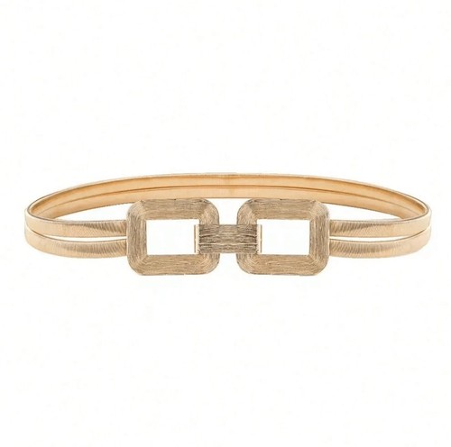 1pc Gold Double Buckle Elastic Waist Belt, Suitable For Women. This Fashionable - Picture 9 of 10
