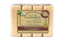 Sweet Almond Bar Soap - Triple French Milled Unscented Natural Moisturizing H...