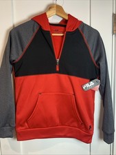 NWT Boys Fila Sport Hoodie, Red,black grey,lightweight Pullover 1/2 Zip Med10-12