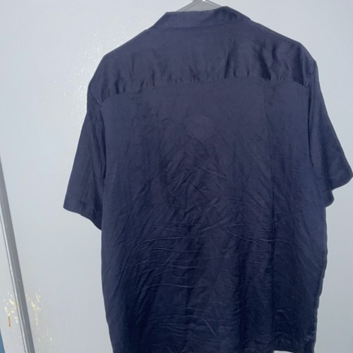 Camisa De Seda De Colección Para Hombre XL Negra Crema Abotonada Bordada Estilo Bolos Cubanos - Imagen 7 de 9