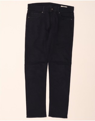 MARKS & SPENCER Mens Slim Casual Trousers W34 L31  Navy Blue Cotton DO13