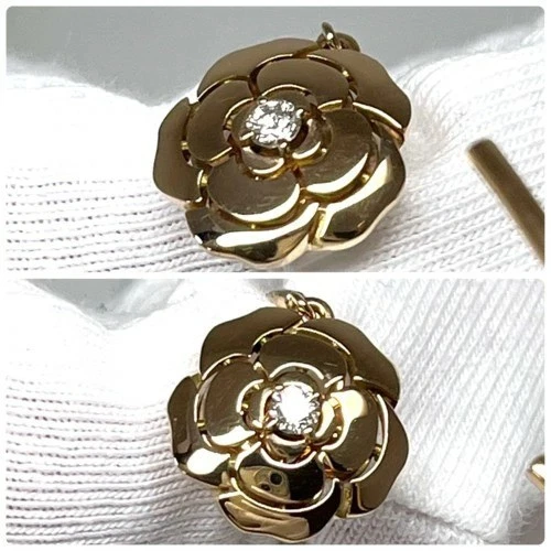 Aretes Chanel Camelia Diamante Oro Rosa 18K con Caja Original Foto 3 de 4