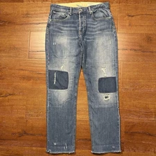 Rag & Bone Rosa Mid Rise Boyfriend Jeans Women 30x28 Blue Patchwork Mid Wash