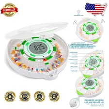 Automatic Pill Box: 28 Days, Upgraded LCD, Lockable, Audio/Visual Alerts