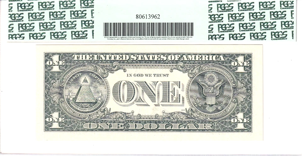 2003-A $1 FRN PCGS Gem New 65PPQ Fancy TRUE 0/1 BINARY Serial #E01111000B - Image 2 of 2