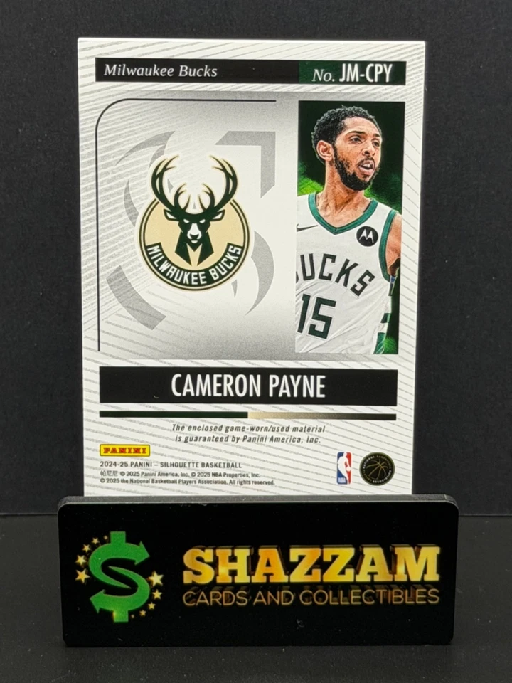 Parche usado juego Jumbo Cameron Payne Panini Silhouette 2024 "K" Milwaukee/10 Foto 2 de 4